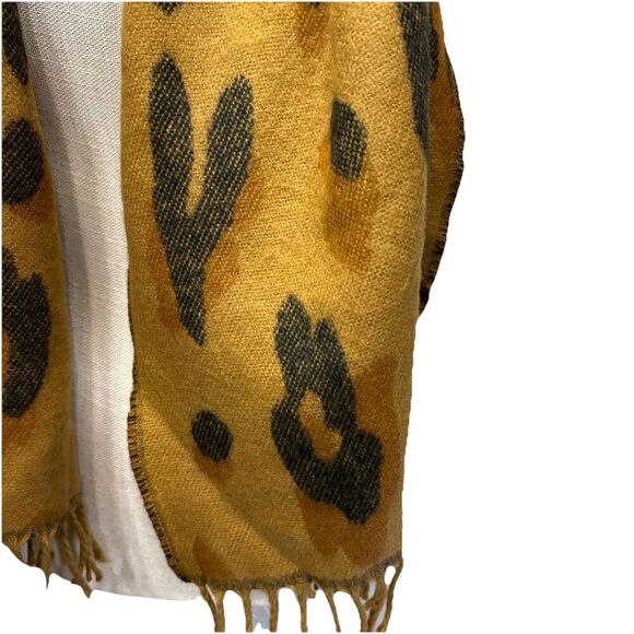 Madewell Brushed Leopard Scarf Fringed Toffee Cozy Fall - Picture 7 of 9